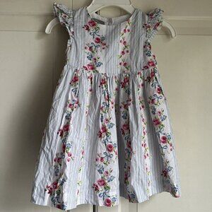 Pastourelle Pippa and Julie Dress Girls 12 Month Blue Stripe Roses Ruffle Cotton